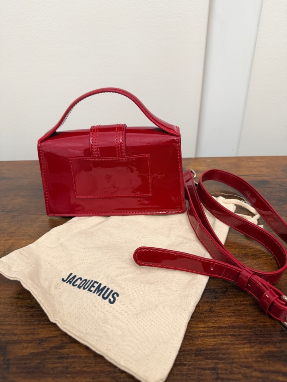 Jacquemus Le Petit Box Patent Leather Top-Handle Bag in - Picture 3 of 5